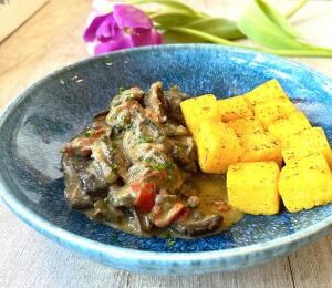 Ciuperci shiitake cu mamaliga